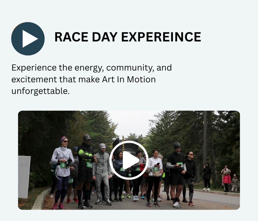 Participants enjoying the Art In Motion 10K, 5K and 2K charity race in Vaughan, Ontario.