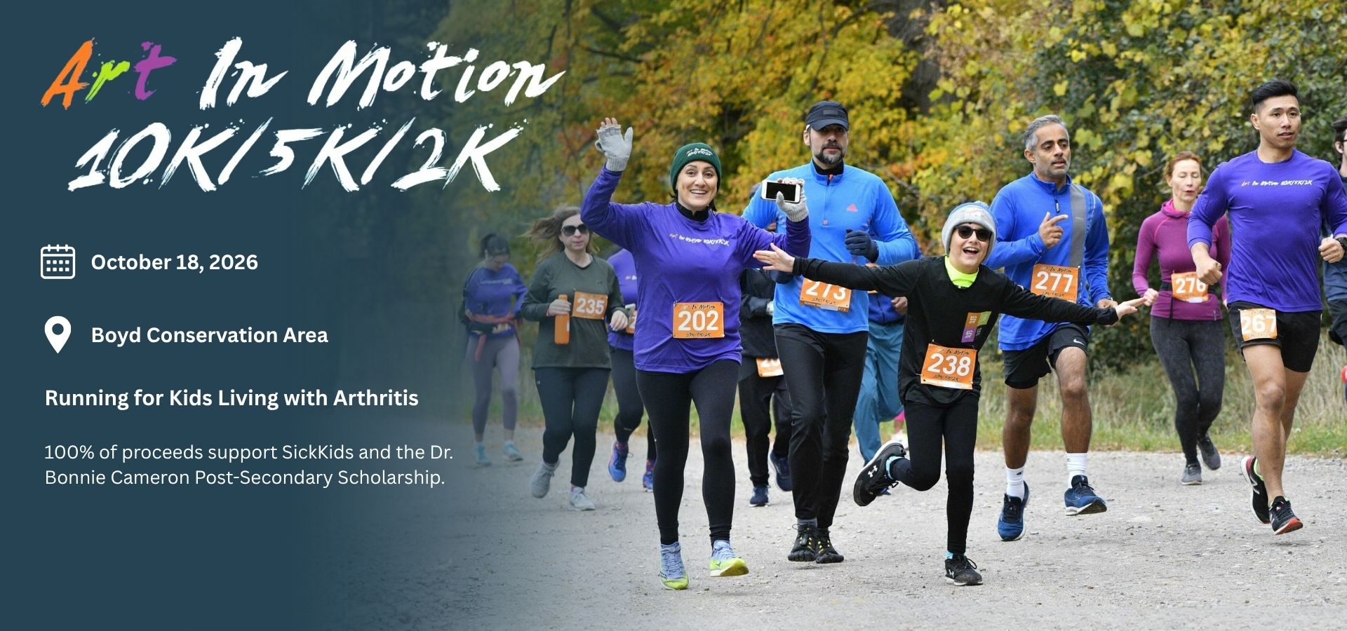 Art In Motion 10K, 5K and 2K charity race in Vaughan on October 18, 2026